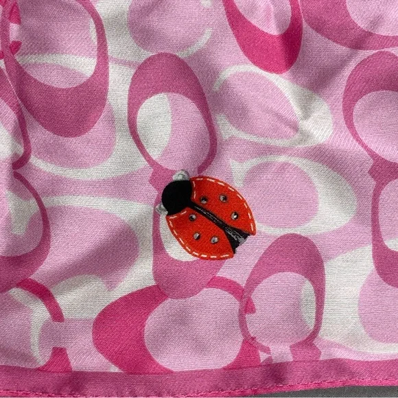 Coach Scarf 100% Silk Made in Japan Interlocking Cs with Ladybugs - Picture 8 of 16